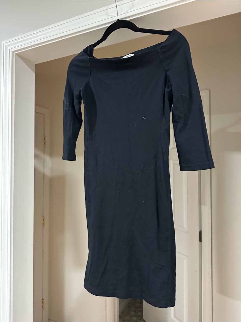 James Perse Classic Black Boatneck Midi Dress - Women's